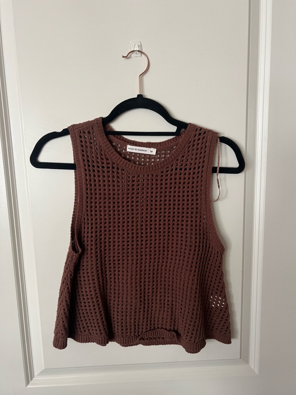 moon & madison Brown Crochet Tank Top